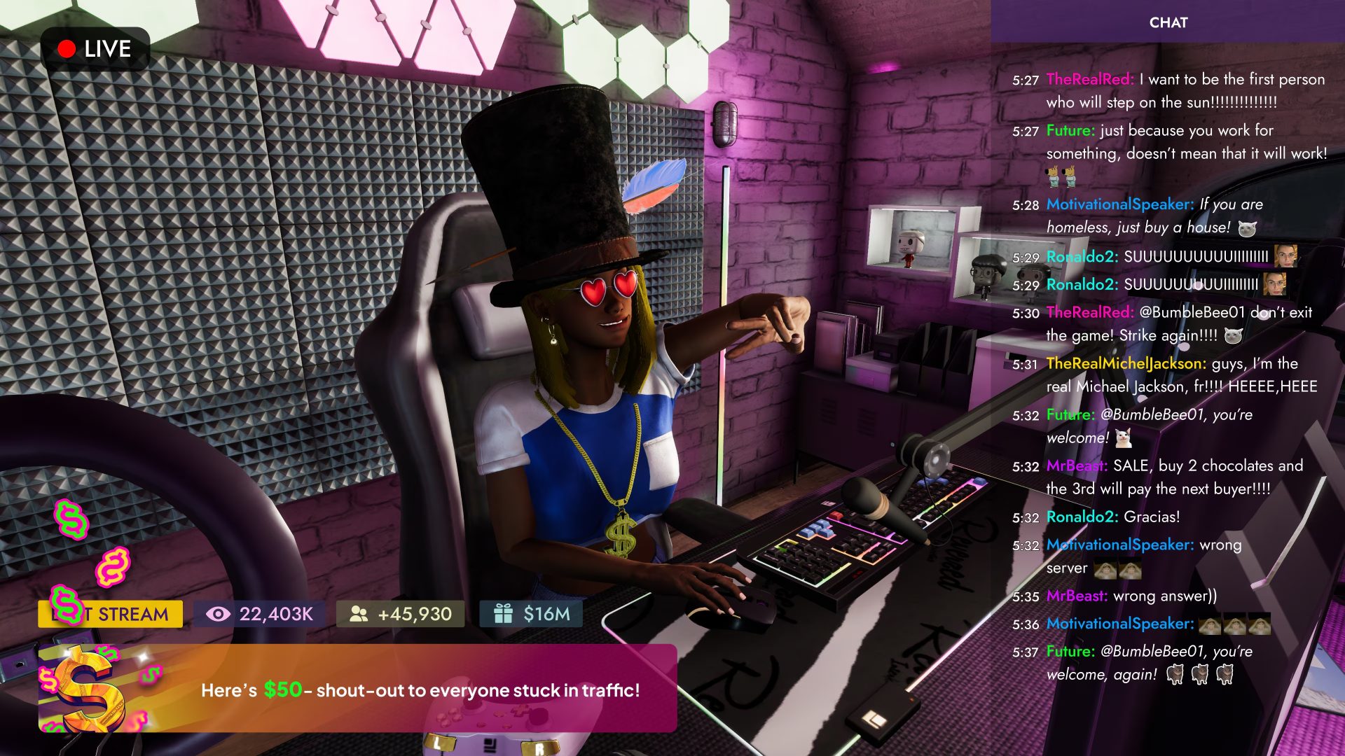 STREAMER SIMULATOR 2026 (NSP ROM) screenshot